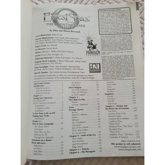 Eldest Sons: The Essential Guide to Elves PCI 1104 d20 Paradigm Concepts - Picture 4 of 5